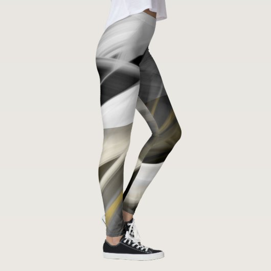 Leggings Fitness Abstracte Kunst Zwart Wit Goud (Rechts)