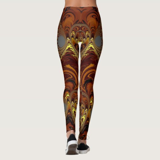 Leggings ~ Geel, bruin en grijs (Achterkant)