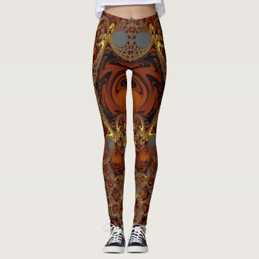 Leggings ~ Geel, bruin en grijs (Voorkant)