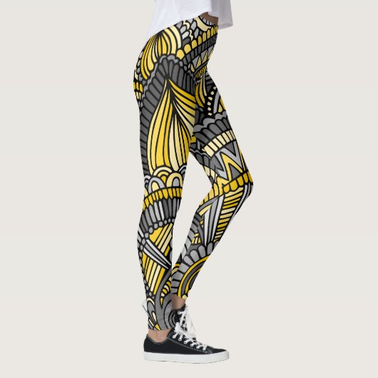 Leggings, geel en grijs Zendole Pattern Leggings (Rechts)