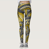 Leggings, geel en grijs Zendole Pattern Leggings (Voorkant)