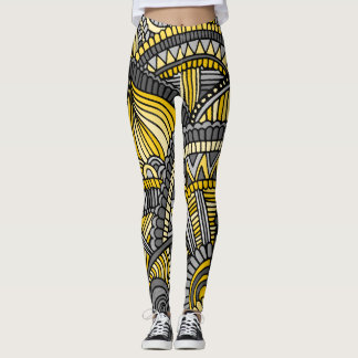 Leggings, geel en grijs Zendole Pattern Leggings