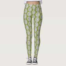 Leggings - Gehaakte spiraal in groen op wit
