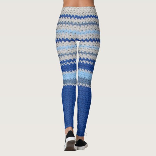 Leggings - gehaakte strepen in blauw (Achterkant)