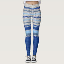 Leggings - gehaakte strepen in blauw