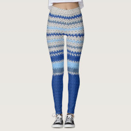 Leggings - gehaakte strepen in blauw