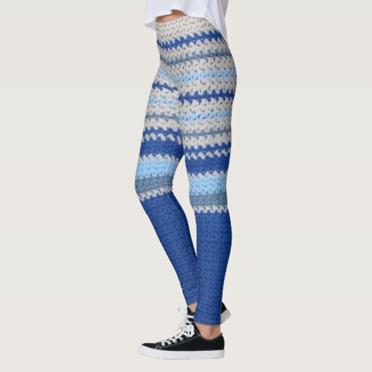 Leggings - gehaakte strepen in blauw (Links)
