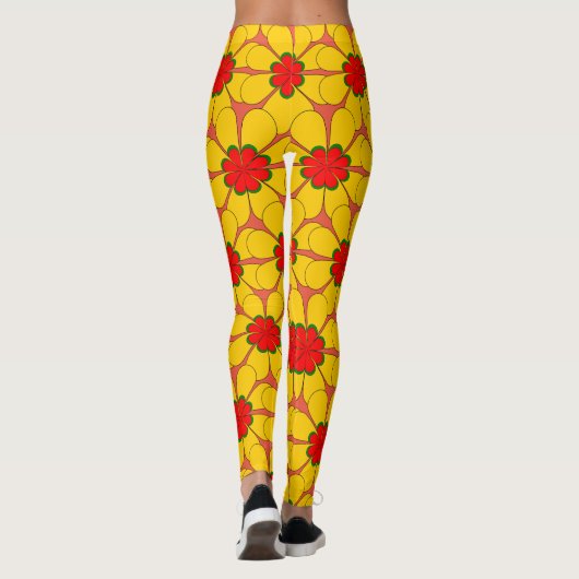 Leggings - Gele bloemen (Achterkant)