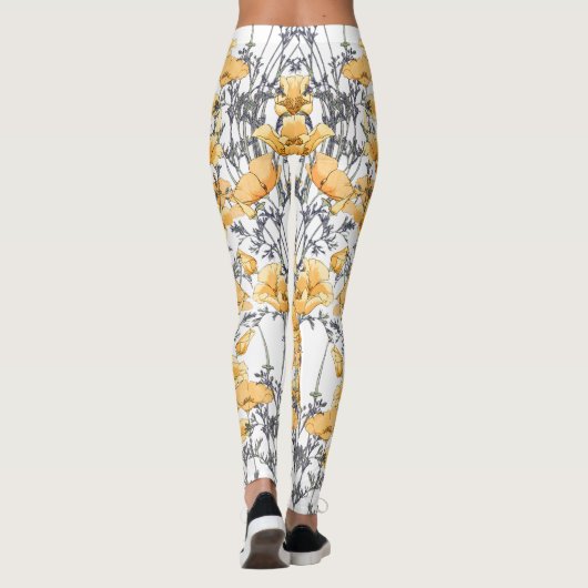 Leggings gele makreelbloemen (Achterkant)
