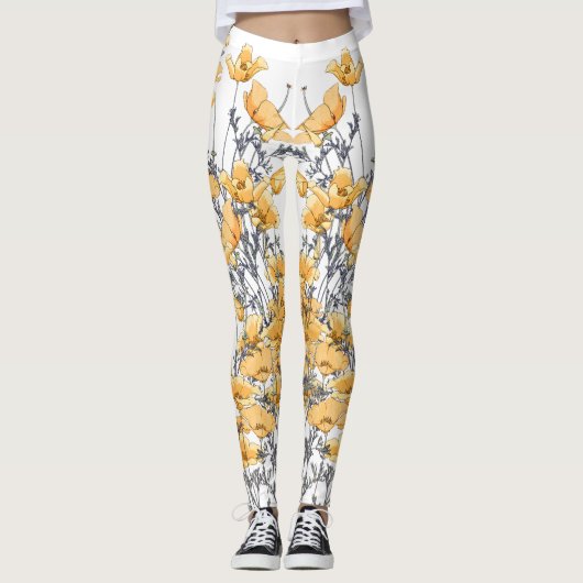 Leggings gele makreelbloemen (Voorkant)