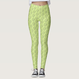 Leggings - Geparelde Spiralen op Lichtgroen