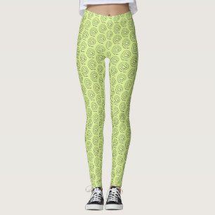 Leggings - Geparelde Spiralen op Lichtgroen
