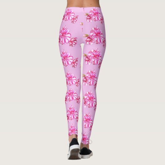 Leggings - gestreept Geranium op roze (Achterkant)