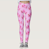 Leggings - gestreept Geranium op roze (Voorkant)