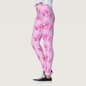 Leggings - gestreept Geranium op roze (Links)