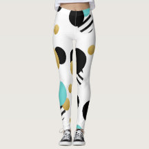 Leggings: Gouden en lichtblauwe cirkels