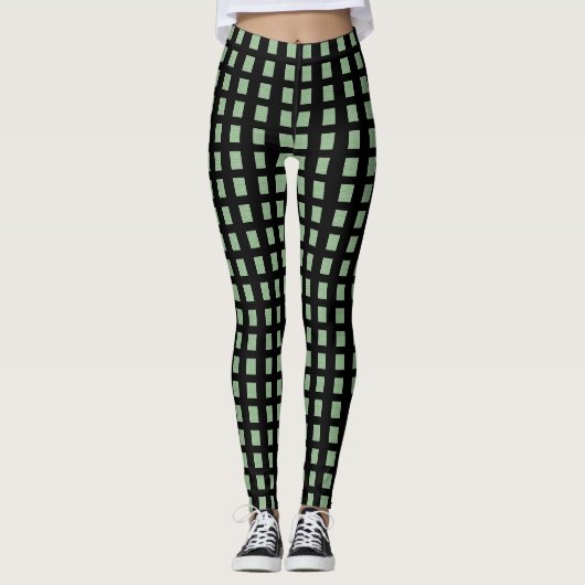 Leggings Green Black Square (Voorkant)