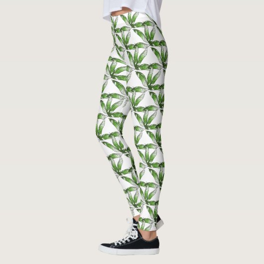 Leggings - Green Feather Design (Links)