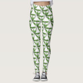 Leggings - Green Feather Design (Voorkant)