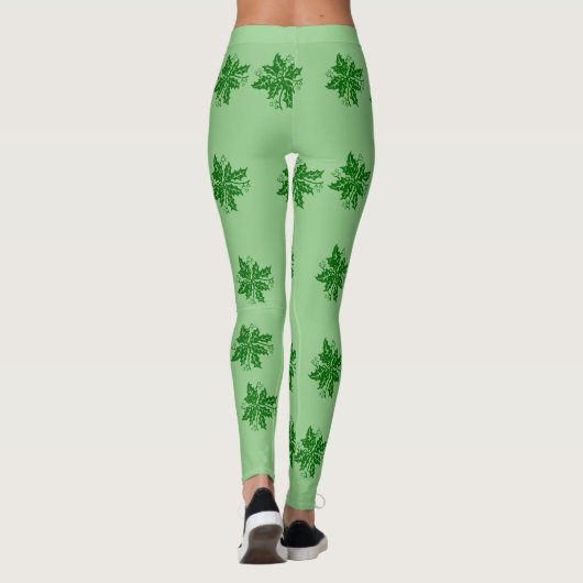 Leggings - Green Holly Branches (Achterkant)