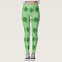 Leggings - Green Holly Branches