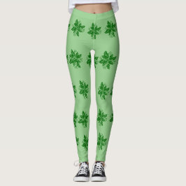 Leggings - Green Holly Branches