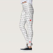 Leggings - Grijze harten rood hart (Links)