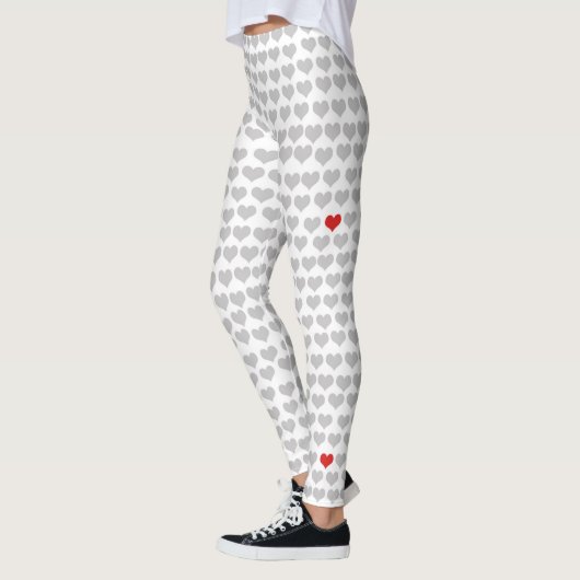 Leggings - Grijze harten rood hart (Links)