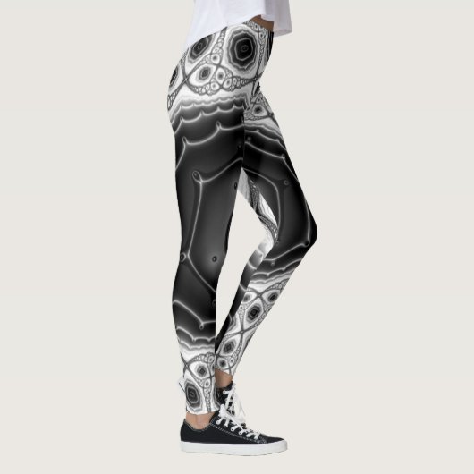 Leggings grijze/zwarte fractale kunst (Rechts)