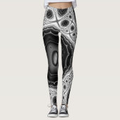 Leggings grijze/zwarte fractale kunst (Voorkant)
