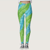 Leggings groen en blauw handpalm lederen (Voorkant)