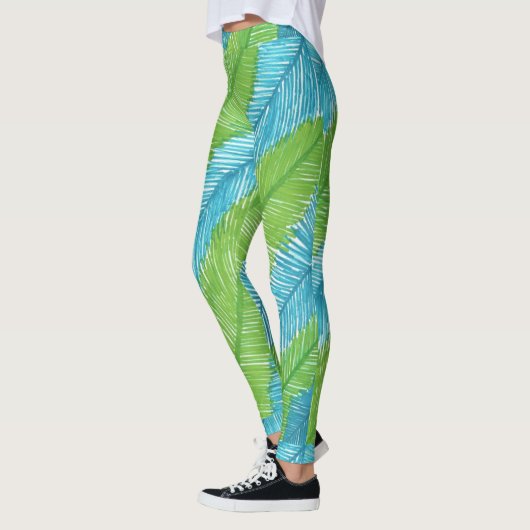 Leggings groen en blauw handpalm lederen (Links)