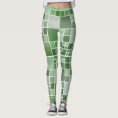 Leggings Groen gecontroleerd Waterverf Patroon (Voorkant)