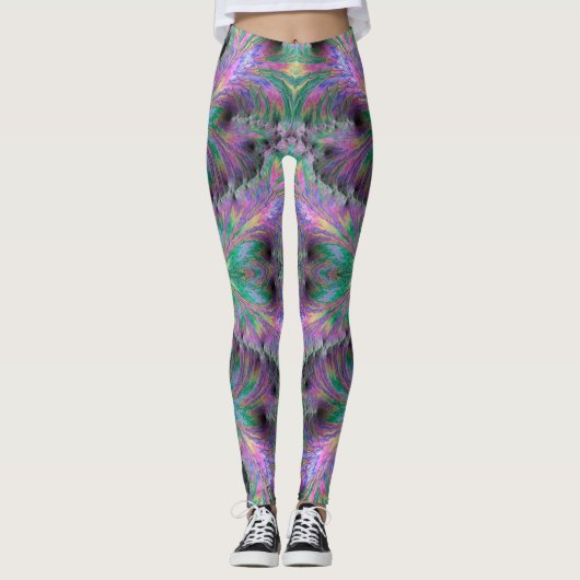 Leggings ~ groen paars ~ Origineel (Voorkant)