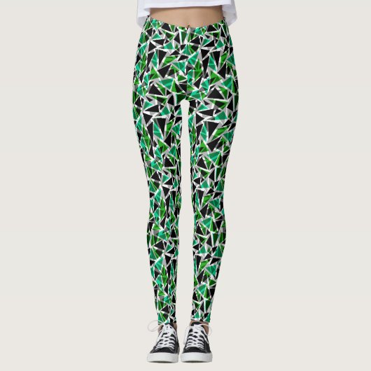 Leggings groen, veelhoekig (Voorkant)