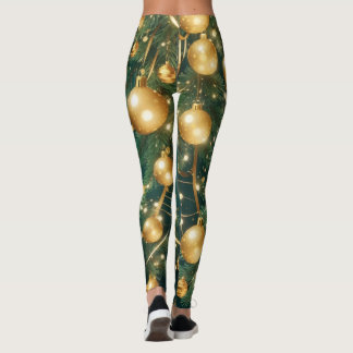 Leggings Groene Baubles Gouden Kerstdecoratie