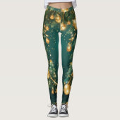 Leggings Groene Baubles Gouden Kerstdecoratie (Voorkant)