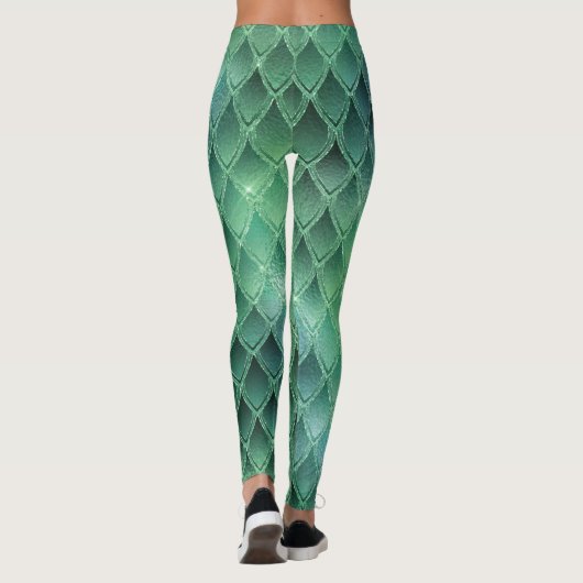 Leggings groene verloopdragon schalen (Achterkant)