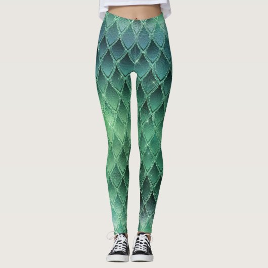 Leggings groene verloopdragon schalen (Voorkant)