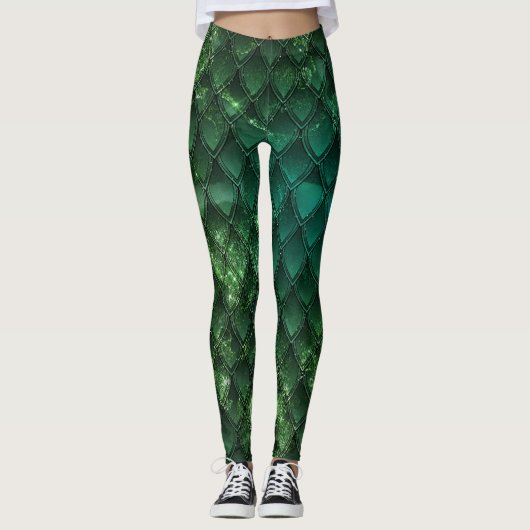 Leggings groene verloopdragon schalen (Voorkant)