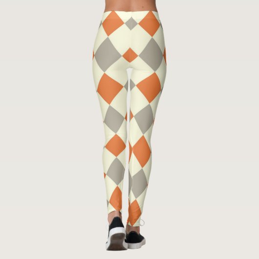 Leggings HARLEQUIN PATROON ORANJE EN GRIJS (Achterkant)