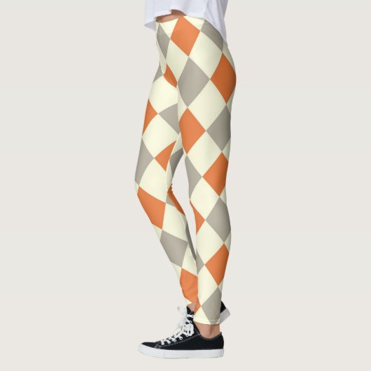 Leggings HARLEQUIN PATROON ORANJE EN GRIJS (Links)