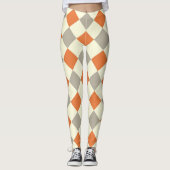 Leggings HARLEQUIN PATROON ORANJE EN GRIJS (Voorkant)