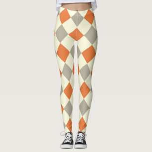 Leggings HARLEQUIN PATROON ORANJE EN GRIJS