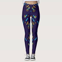 Leggings hebben een donkerpaarse achtergrond 