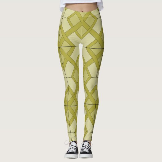 Leggings - het Patroon van de Tast in Geel-Groen (Voorkant)