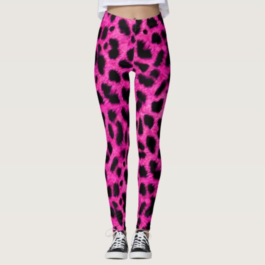 Leggings/hot-roze luipaard afdrukken leggings (Voorkant)
