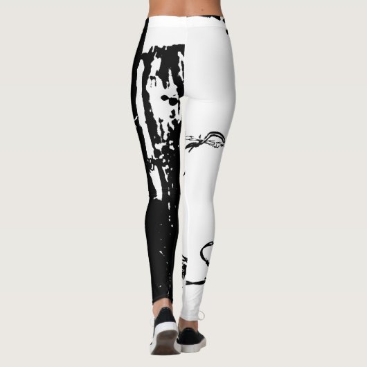 Leggings in Barbed Black en White (Achterkant)