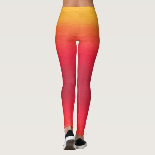Leggings in de gele, Oranje en rode Ombre-stijl (Achterkant)