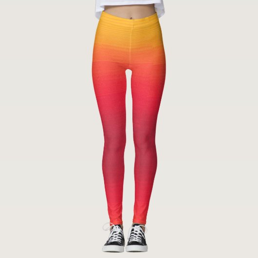 Leggings in de gele, Oranje en rode Ombre-stijl (Voorkant)